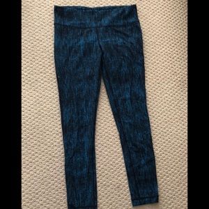 Blue and black leggings